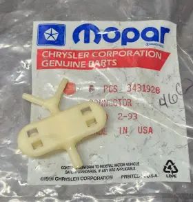 Mopar 3431926 1974-1978 Plymouth Dodge Chrysler Nos Windshield Washer Hose Y Connector