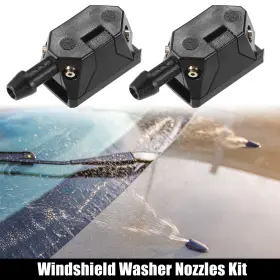 X Autohaux 703820577614 Universal Adjustable Windshield Wiper Washer Nozzle Spray Jet Black 2 Pcs