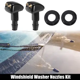 X Autohaux 703820577652 Front Adjustable Windshield Wiper Washer Nozzle Spray Jet Plastic Black 2 Pcs